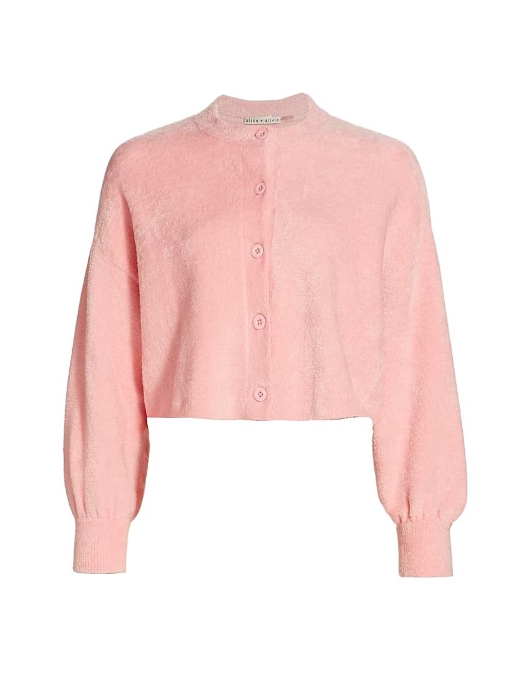 Alice + Olivia Blush Pink Cropped Button-Up Cardigan
